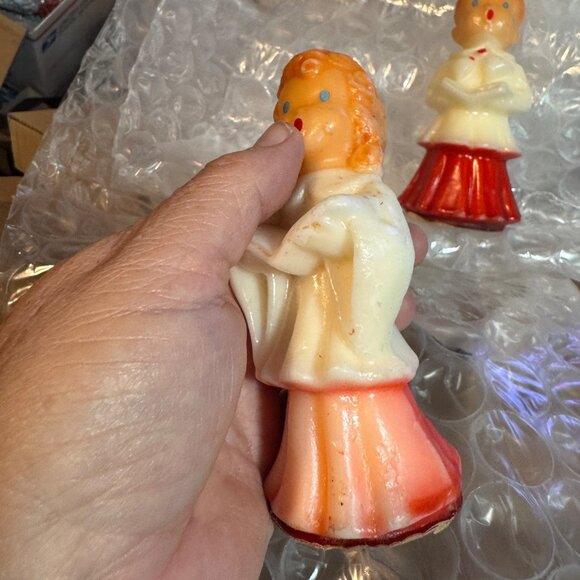 2 Vintage Large Gurley Christmas Choir Girl Boy Candles 5” Red Robe Unburned rea - Picture 5 of 10